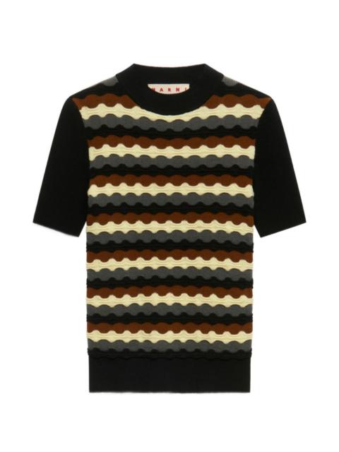 Marni black wool jumper with 3D wave