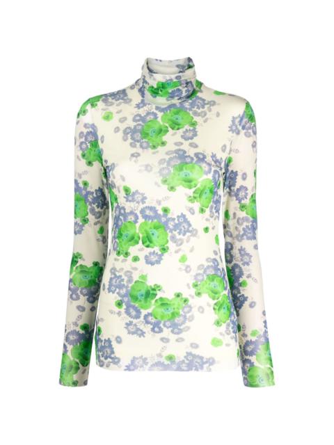 floral-print roll-neck top