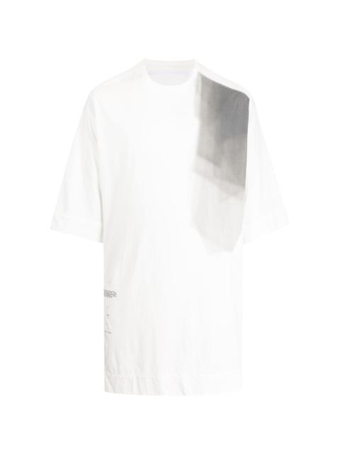 Slit printed long-line T-shirt