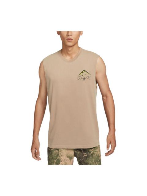 Nike Nike Dri-FIT Graphic Running Tank Asia Sizing 'Khaki' FZ8053-247