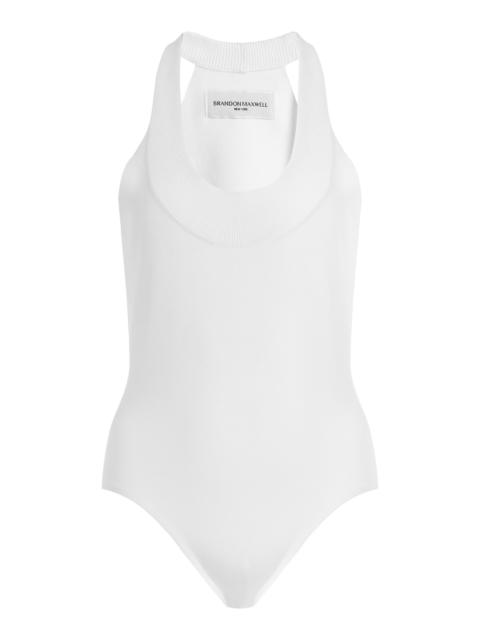 BRANDON MAXWELL The Dahlia Knit Bodysuit white