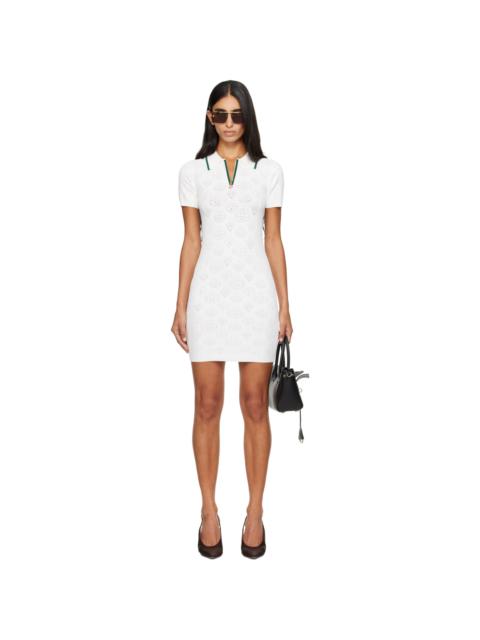 CASABLANCA White Pointelle Monogram Minidress