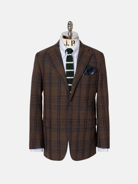 J. PRESS MADE-IN-USA BROWN & NAVY WINDOWPANE FOX AIR WOOL SPORT COAT