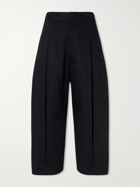 sage NATION Wide-Leg Pleated Cotton-Drill Trousers
