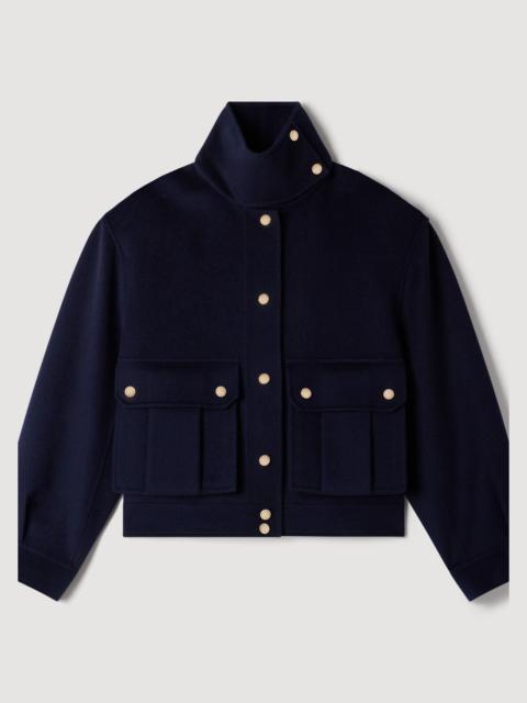 Sandro DOUBLE-FACED STANDING COLLAR COAT