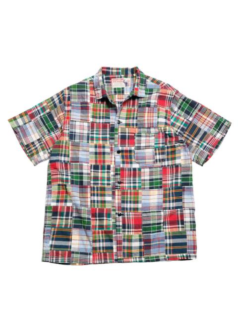 SUGAR CANE MADRAS CHECK PATCHWORK S/S OPEN SHIRT - SC39739