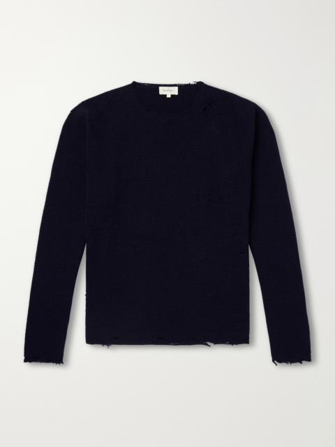 SECOND/LAYER Distressed Waffle-Knit Wool and Cashmere-Blend Sweater