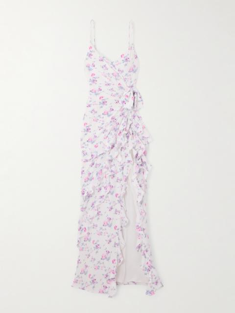 Alessandra Rich Ruffled Floral-print Silk-satin Gown