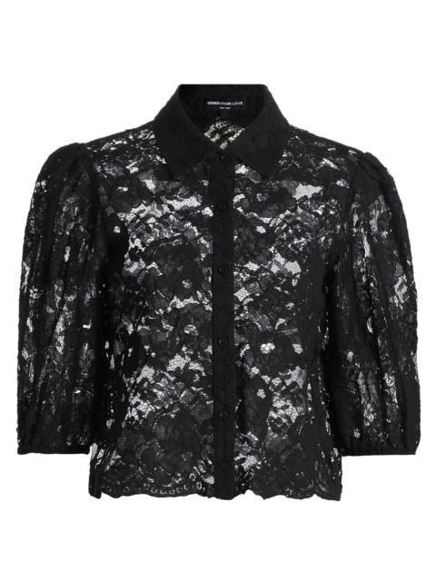 GENERATION LOVE Women's Tammy Floral Lace Shirt - Black