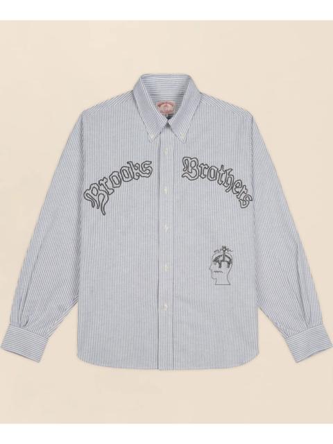 Brooks Brothers Brooks Brothers x Brain Dead Cotton Embroidered Oxford Button-Down Collar, Striped Sport Shirt
