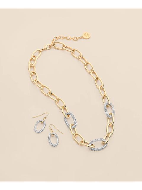 Brooks Brothers Gold-Tone Cubic Zirconia Link Necklace & Earrings Set