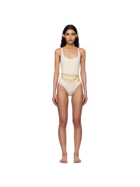 VERSACE Off-White Square Neck Swimsuit