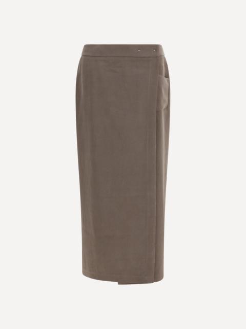 GIORGIO ARMANI Silk and wool wrap Long Skirt with patch pocket