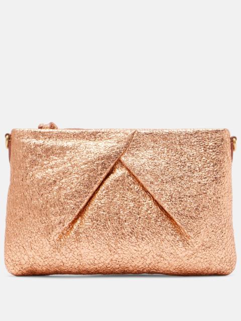 Dries Van Noten Metallic leather clutch