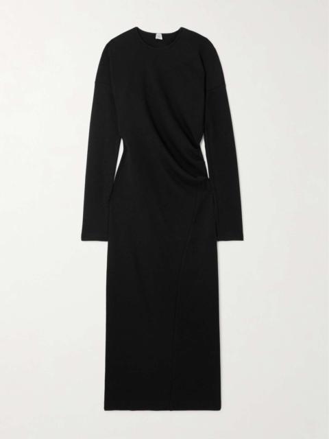 Totême Asymmetric gathered jersey midi dress