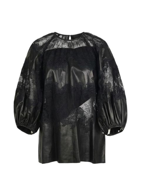 Valentino lace puff-sleeve blouse