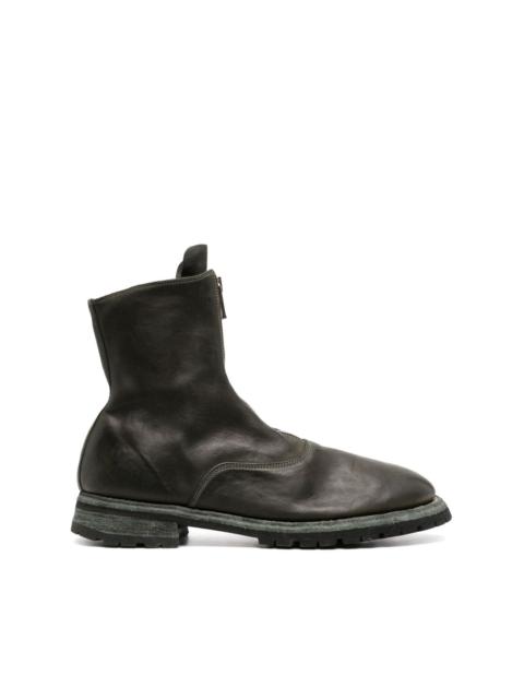 zip-up leather ankle boots