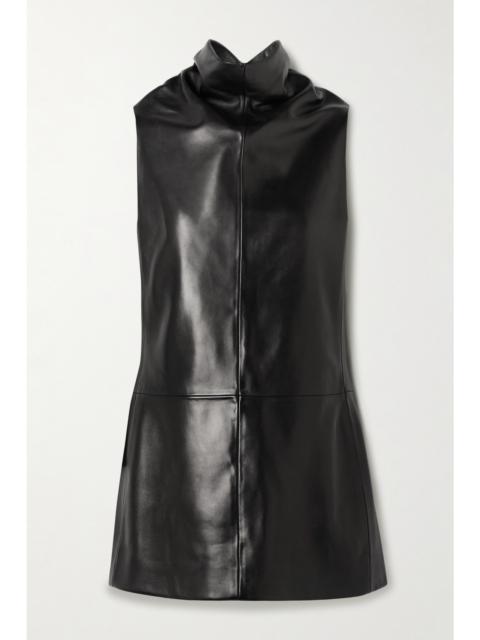 KHAITE Daria Leather Turtleneck Mini Dress