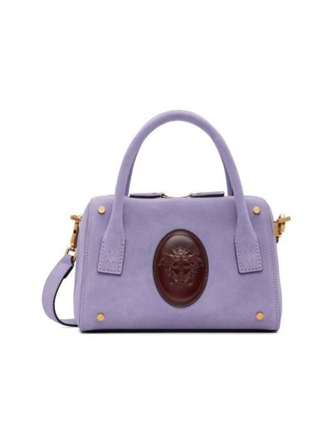 VERSACE Purple Roomy Small Suede Boston Bag