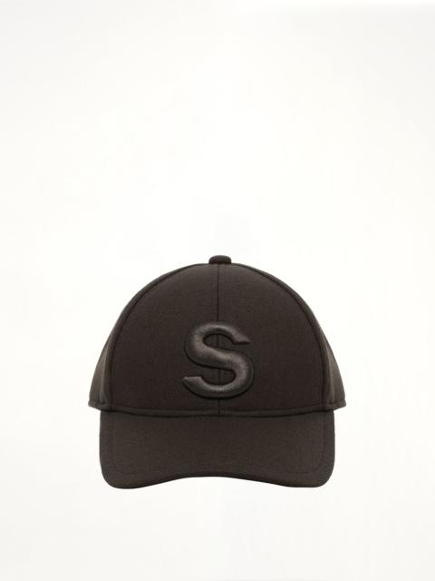 sacai S Cap Wool Melton in Dark Khaki