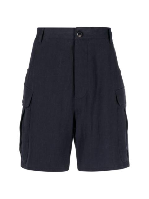 wide-leg linen cargo shorts