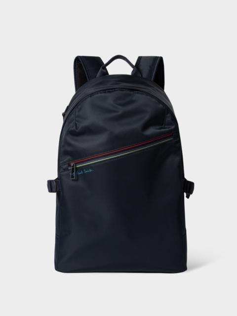 Navy 'Sports Stripe' Nylon Backpack