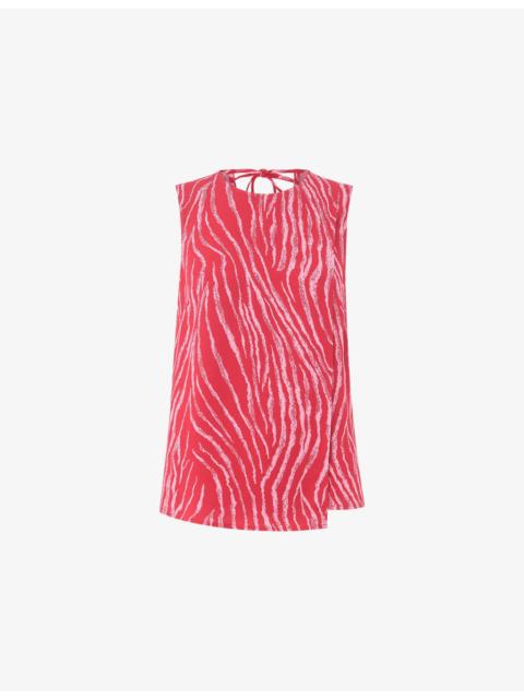 WHISTLES Zebra-Print Layered Woven Tank