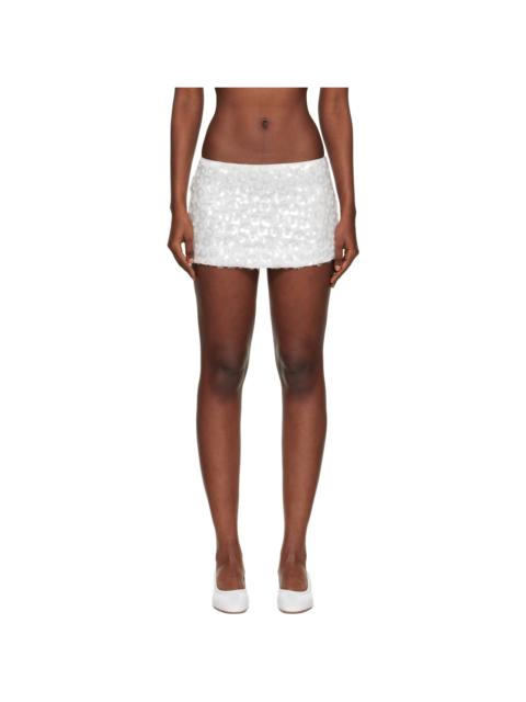 GUIZIO Off-White Floral Paillette Miniskirt