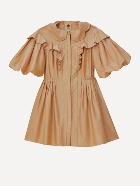 Beige Short-Sleeve Mini-Dress