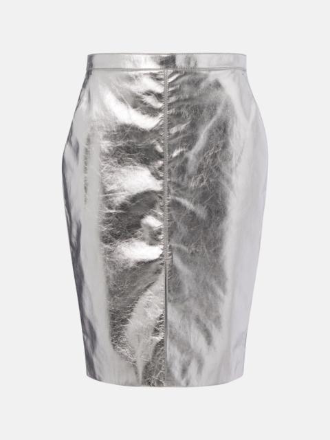 SAINT LAURENT Metallic leather pencil skirt