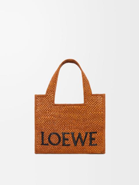 Loewe Small LOEWE Font tote in raffia