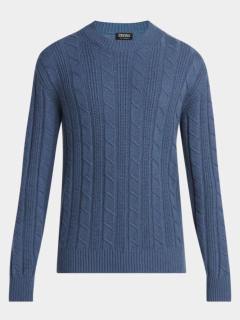 ZEGNA Men's Oasi Cashmere Cable Crewneck Sweater
