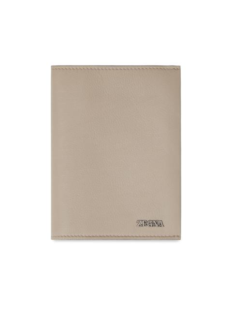 ZEGNA Men's Secondskin Leather Passport Case - Light Taupe