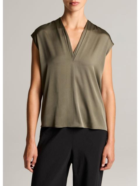 Vince Silk-Blend Double V-Neck Top
