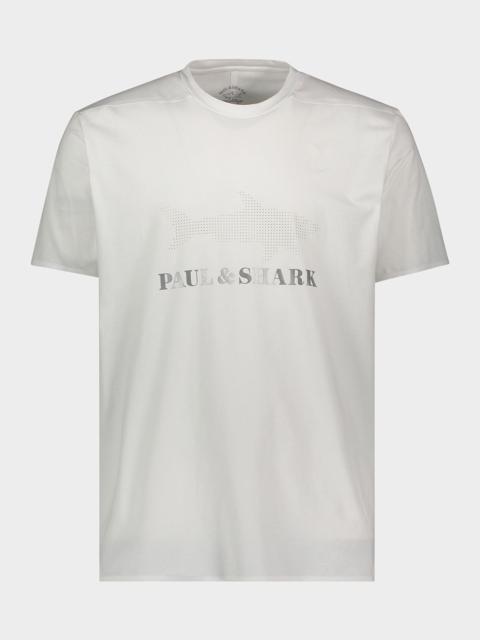 Paul & Shark Stretch Cotton T-Shirt With Reflective Printed Logo