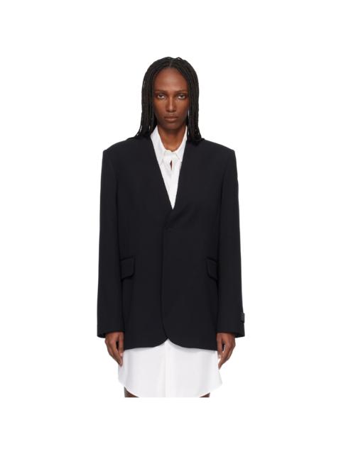 MM6 Maison Margiela Black Collarless Tailoring Wool Blazer