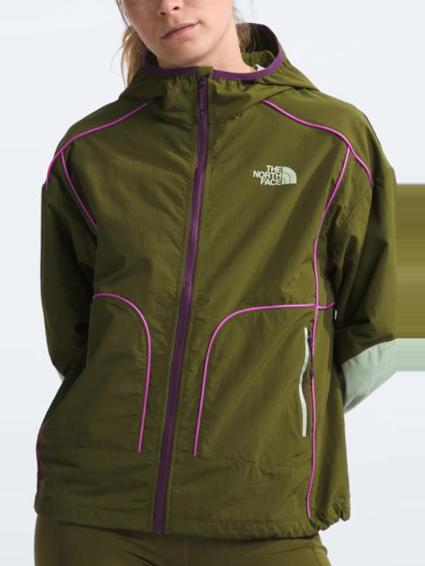 The North Face Trailwear Wind Whistle Running Jacket in Forest Olive/Violet Crocus