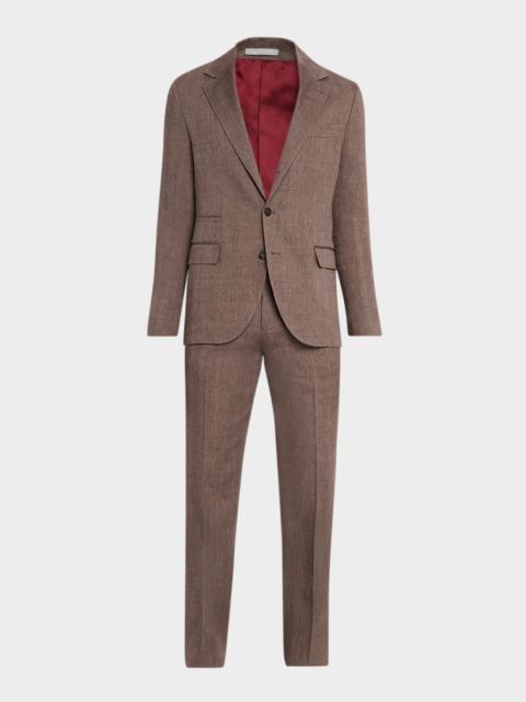 Brunello Cucinelli Men's Linen and Wool Herringbone Two-Piece Suit