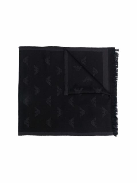 EMPORIO ARMANI logo embroidered knit scarf