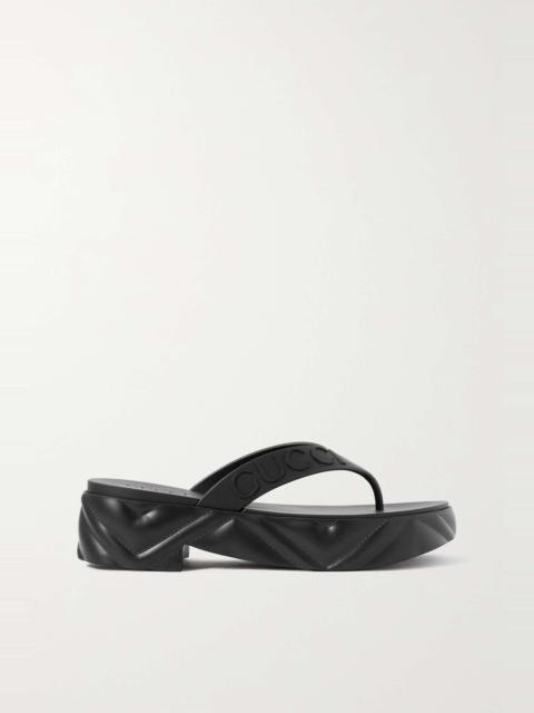 GUCCI Logo-embossed rubber platform flip flops