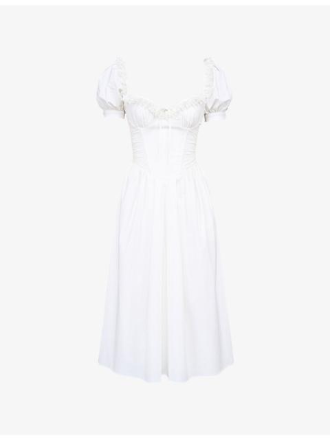 House of CB Lulabell Floral-Print Stretch-Cotton Midi Dress
