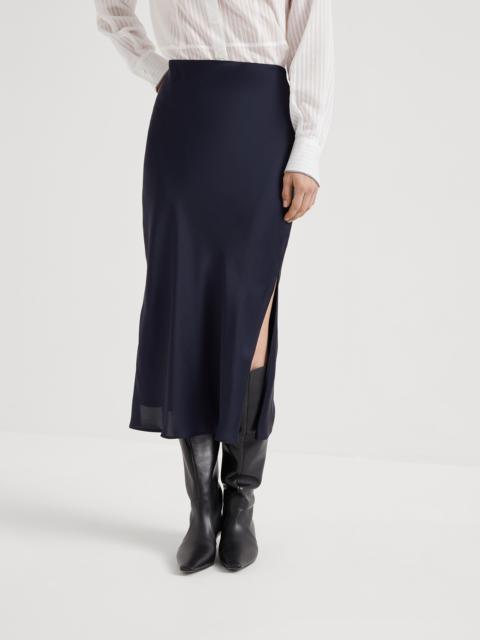 Brunello Cucinelli Soft techno satin fluid pencil skirt