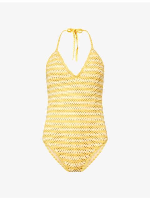 SIMKHAI Karoline Halterneck Crochet Swimsuit