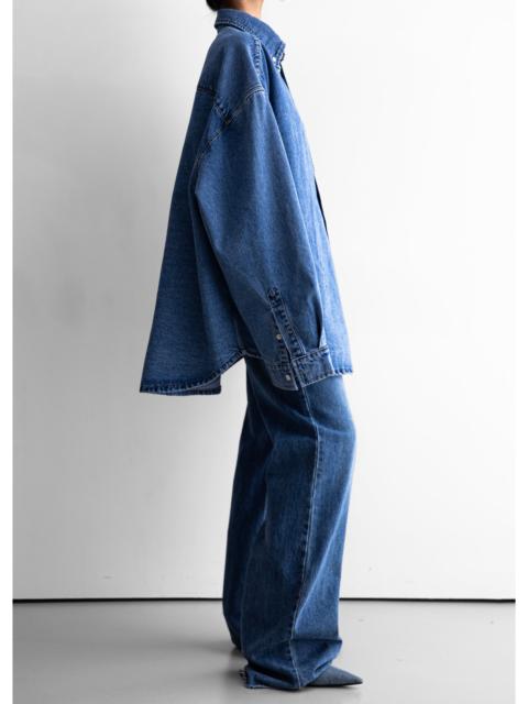 The Frankie Shop Belvis Oversized Denim Shirt - Medium Wash