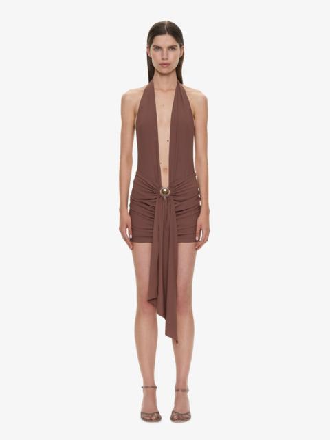 CHRISTOPHER ESBER Pierced Orbit Halter Drape Mini Dress