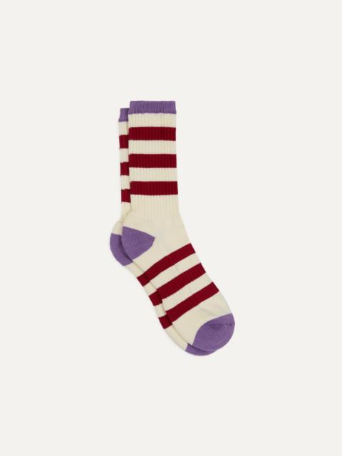 Drake's Red and Purple Striped Cotton Sport Socks