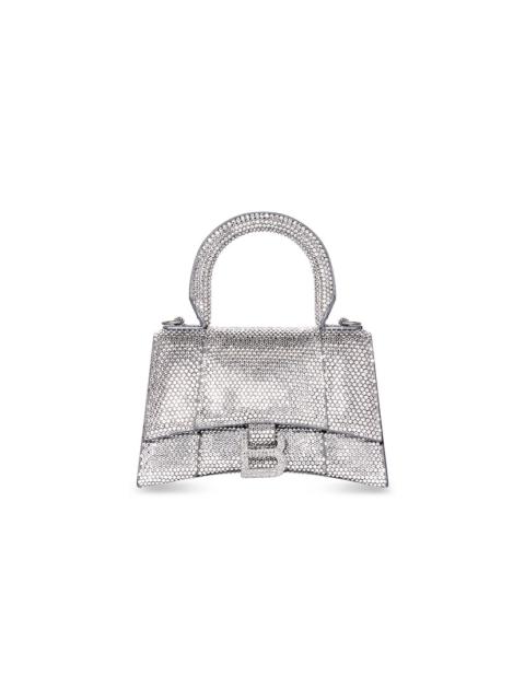 BALENCIAGA Women's Hourglass Xs Handbag With Rhinestones in Grey