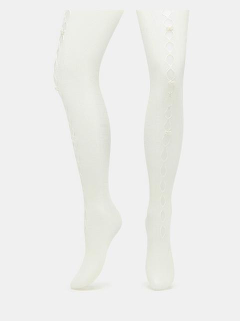 STEVE MADDEN FISHNET PEARL TIGHTS OFF-WHITE
