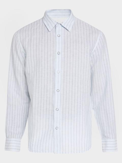 rag & bone Men's Linen and Cotton Hairline Sport Shirt