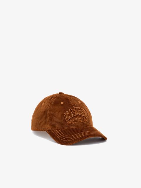 GANNI CAP IN BROWN CORDUROY
